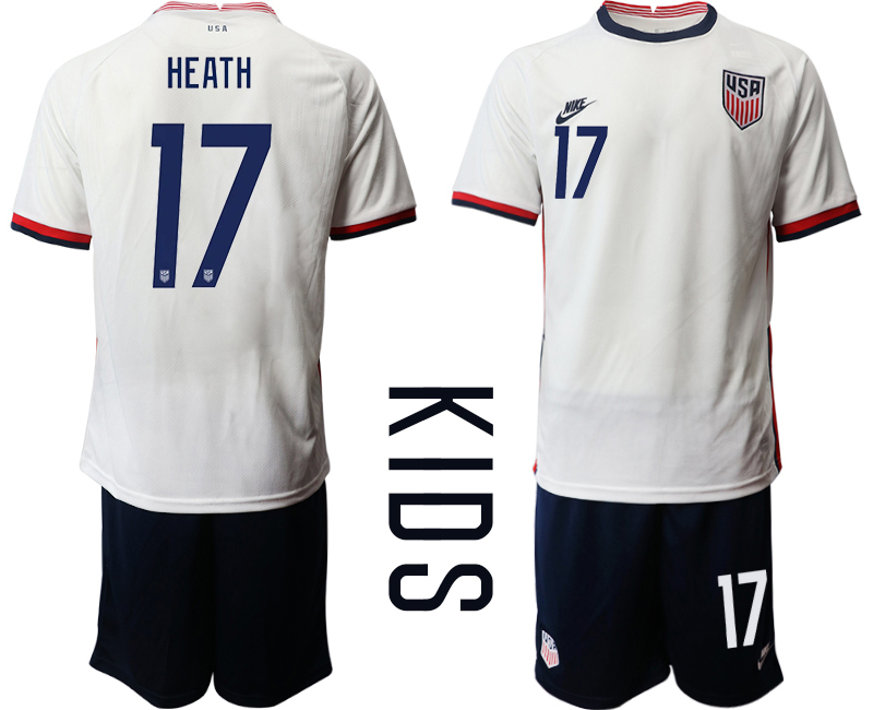 Youth 2020-2021 Season National team United States home white #17 Soccer Jersey->united states jersey->Soccer Country Jersey